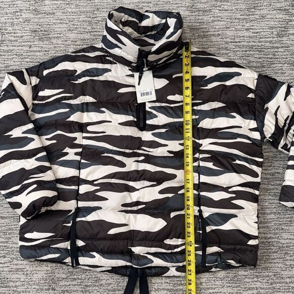 NWT Holden Black Zebra Print Half-Zip Down Jacket S/M Oversized - Picture 7 of 12